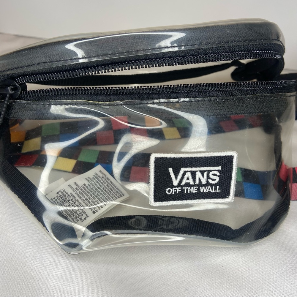 VANS Clear Cross Body Pack, Rainbow Checkered Strap